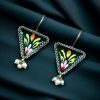 Hand-painted triangle stud earrings with pearls