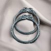 Silver look oxidized peacock design bangle kada for girls