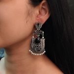 Silver Look alike Unique Lotus Earrings with Pearl Detailing – Elephant Dangler Jewelry