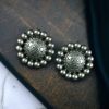 Silver plated flower stud earrings for daily ethnic wear.