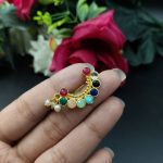 Best Handcrafted Gold Plated Nosepin with Stone and Pearl Detailing - "Multi"