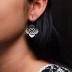 Traditional Rose Stud Earrings – Perfect Ethnic Oxidized Silver Replica Jewelry