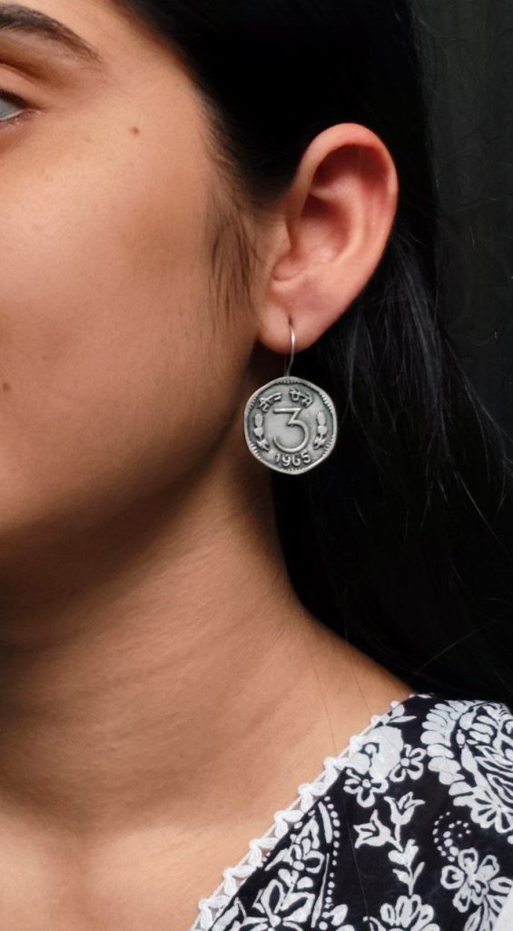 Traditional 3 Paisa Coin Earrings | Silver Replica Best Oxidized Hook Jewelry for Girls