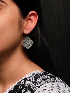Handcrafted 5 Paisa Coin Earrings – Oxidized Silver Hook Style Best Jewelry