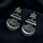 Best Traditional Moon Dangler Earrings | Oxidised Stone Lightweight Jewelry - "White"