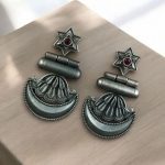 Best Traditional Moon Dangler Earrings | Oxidised Stone Lightweight Jewelry - "Red"