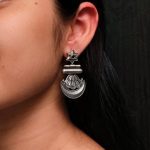 Best Traditional Moon Dangler Earrings | Oxidised Stone Lightweight Jewelry