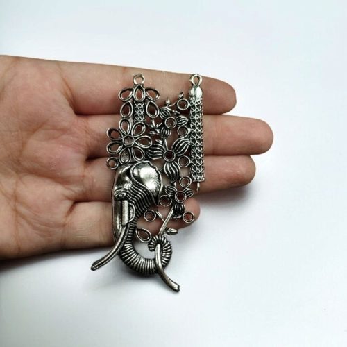 German silver elephant pendant for DIY jewelry.