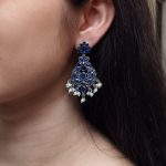Traditional Perfect Look Silver Dangler Earrings – Elegant Stone & Pearl Detailing