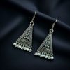 Ethnic Floral Hook Earrings with Pearl Detailing