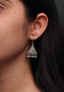 Traditional Triangle Hook Earrings with Pearl & Unique Floral Art – Daily Wear Dangler Jewelry