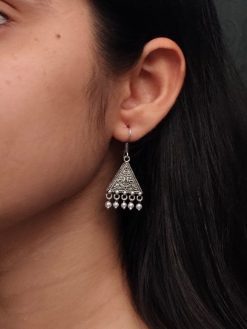 Triangle Hook Earrings with Pearl and Floral Design