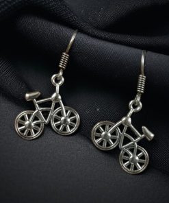 Silver Plated Bicycle Earrings for Casual Wear