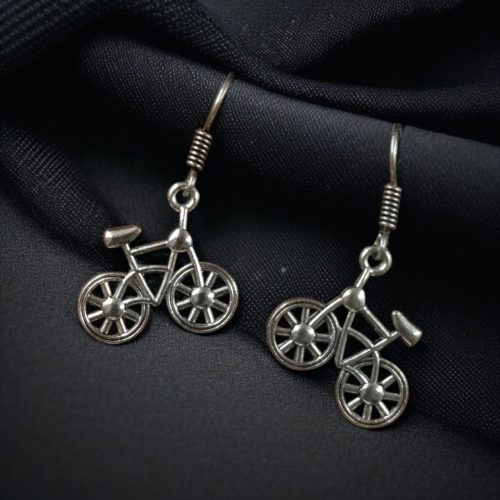 Silver Plated Bicycle Earrings for Casual Wear