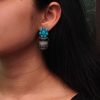 Silver Replica Kalash Earrings with floral and stone design