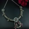 Antique oxidized bird hasli necklace in silver look