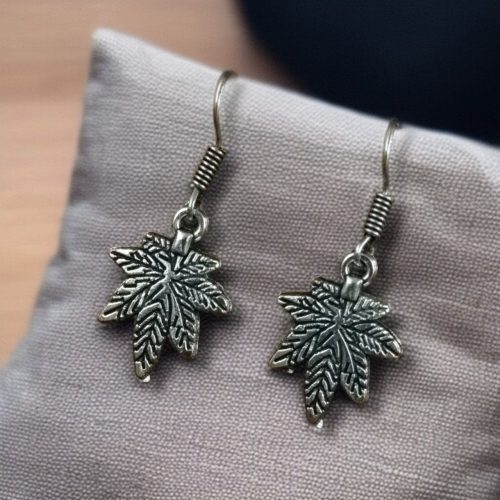 Silver Plated Leaf Hook Earrings for Girls