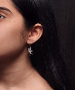 Silver plated oxidised angel earrings for women