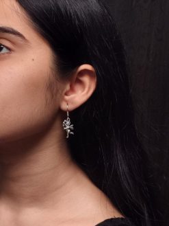 Silver plated oxidised angel earrings for women
