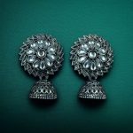 Beautiful Look Stone Jhumki Earrings – Oxidised Ethnic Dangler Jewelry for Women - "White"