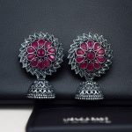 Beautiful Look Stone Jhumki Earrings – Oxidised Ethnic Dangler Jewelry for Women - "Pink"