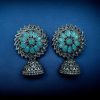 Oxidised stone jhumki earrings for women
