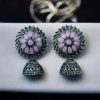 Oxidised stone jhumki earrings for women