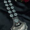 Oxidised floral necklace with pearl and stone work