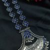 Oxidised floral necklace with pearl and stone work