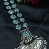 Oxidised floral necklace with pearl and stone work