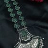 Oxidised floral necklace with pearl and stone work