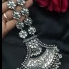 Oxidised floral necklace with pearl and stone work