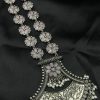 Oxidised floral necklace with pearl and stone work
