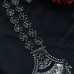 Bulk 442 Designer Floral Art Oxidised Long Necklace – Traditional Jewelry with Best Pearl & Stone Work - "Black"