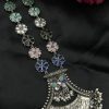 Oxidised floral necklace with pearl and stone work