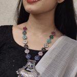 Designer Floral Art Oxidised Long Necklace – Traditional Jewelry with Best Pearl & Stone Work