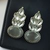 Oxidised silver stud earrings with Monalisa stone