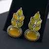 Oxidised silver stud earrings with Monalisa stone