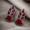 Oxidised silver stud earrings with Monalisa stone