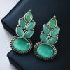 Oxidised silver stud earrings with Monalisa stone