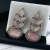 Oxidised stud earrings with Monalisa stone
