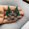 Oxidised German silver peacock jhumki earrings