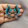 Oxidised German silver peacock jhumki earrings