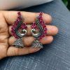 Oxidised German silver peacock jhumki earrings
