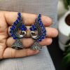 Oxidised German silver peacock jhumki earrings