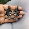 Oxidised German silver peacock jhumki earrings