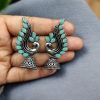 Oxidised German silver peacock jhumki earrings