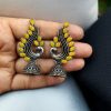Oxidised German silver peacock jhumki earrings
