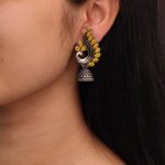 Handcrafted Beautiful Peacock Jhumki Earrings | Oxidised German Silver Dangler Jewelry