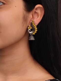 Oxidised German silver peacock jhumki earrings